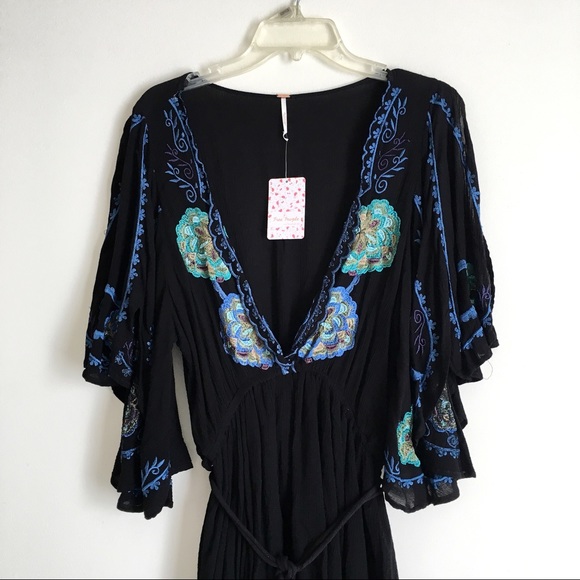 Free People | Cora Dress Black Embroidered Mini S - Picture 3 of 8